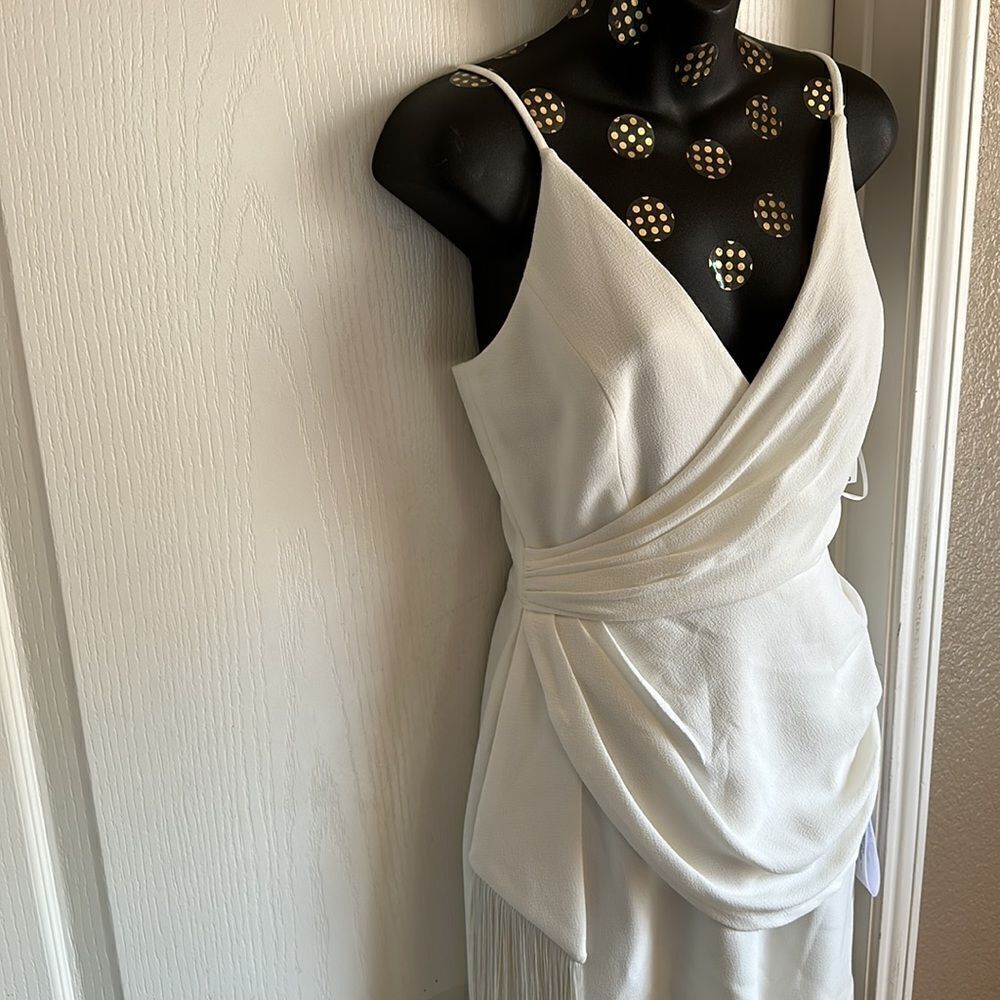 Dress THE POPULATION Crepe Fringe Minidress party cocktail Swiftie Sm NWT - Picture 12 of 15